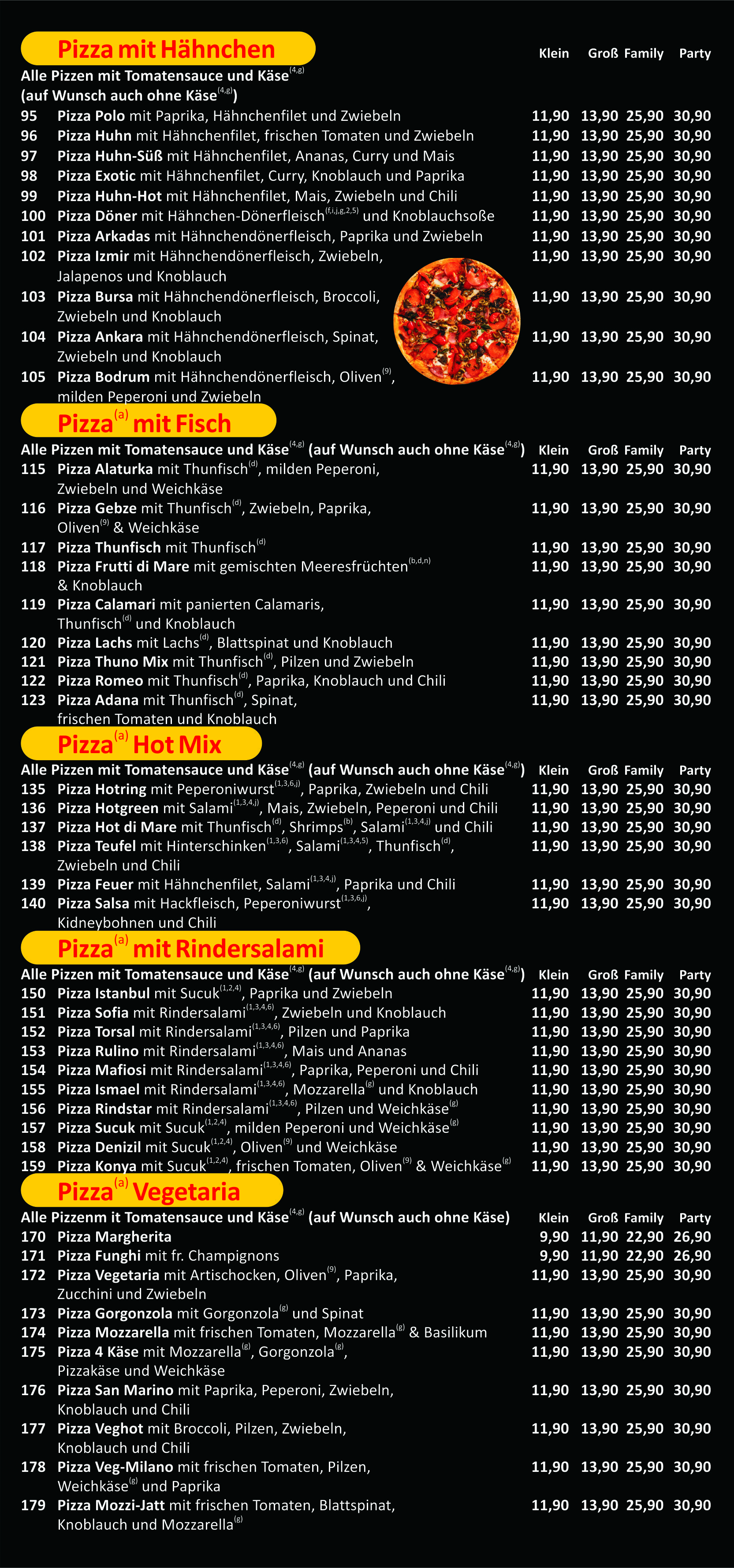 hotel menu