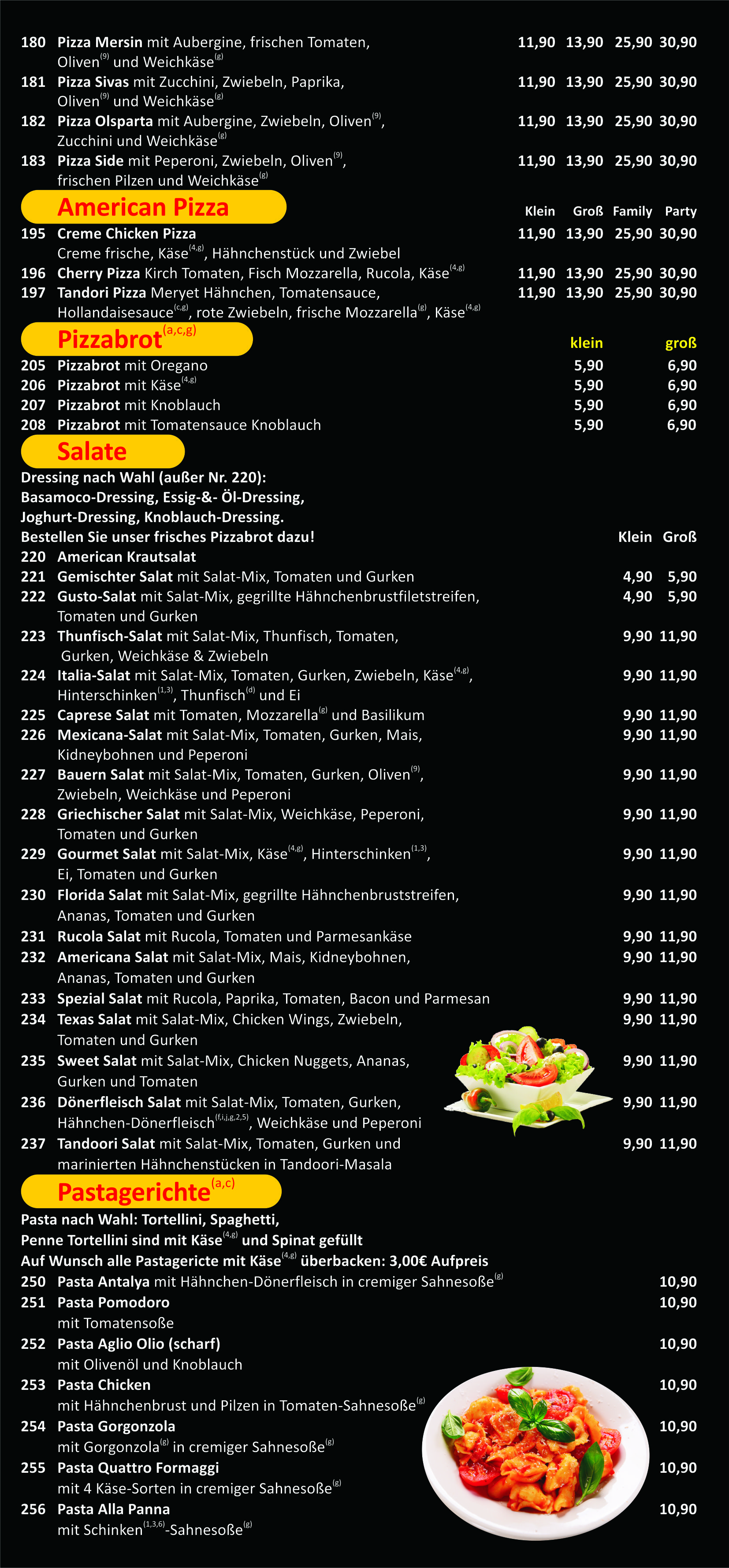 hotel menu