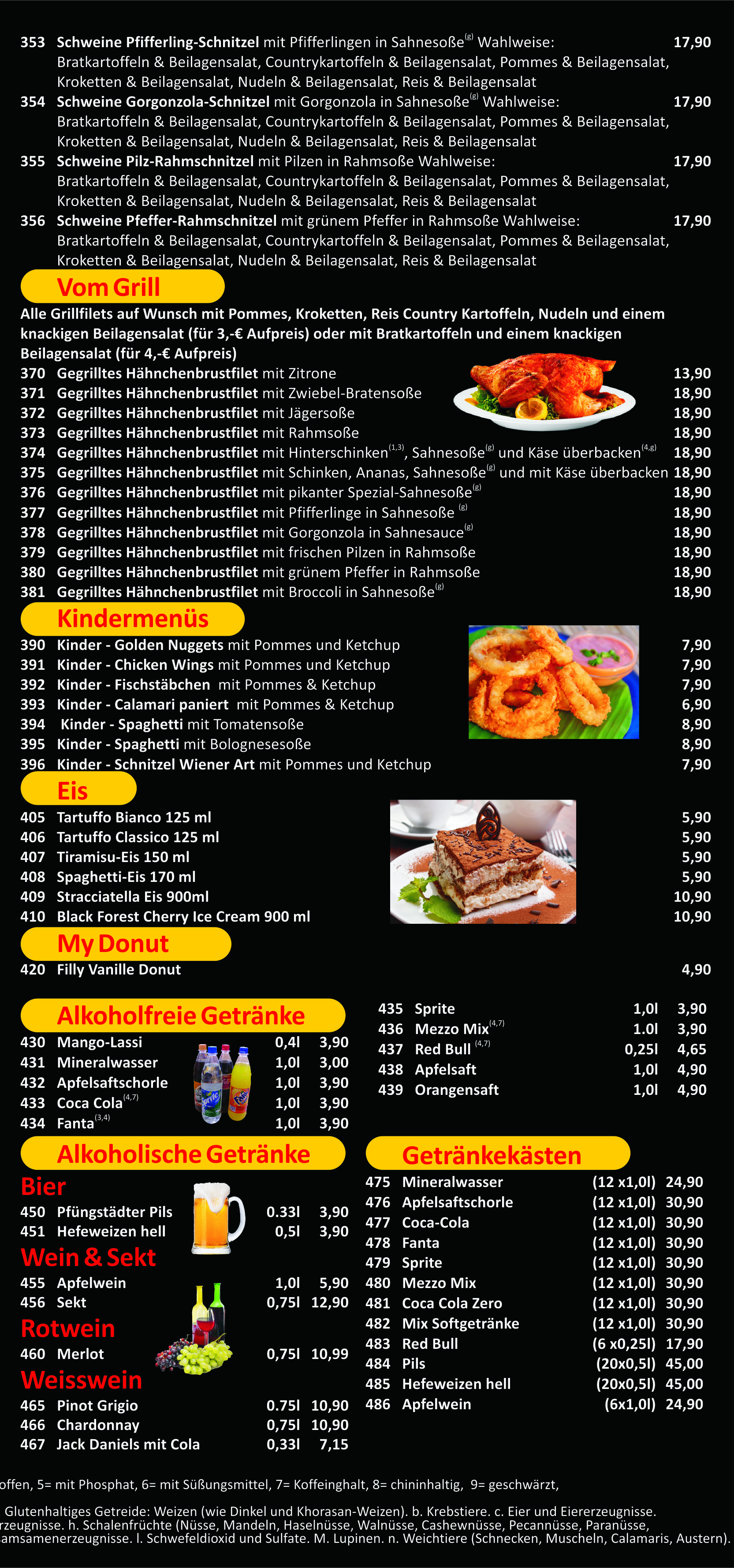 hotel menu